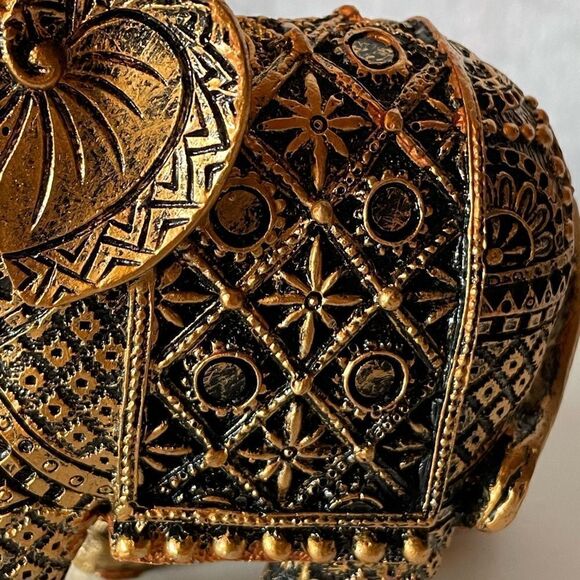 Elephant Home Decor Black and Gold Small Decorative Piece - Picture 3 of 11